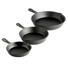 3pc Frying Pan Cast Iron Uncoated for Food Frying, Cooking and Stir-Frying Non-Stick Frying Pans Omelette Pan
