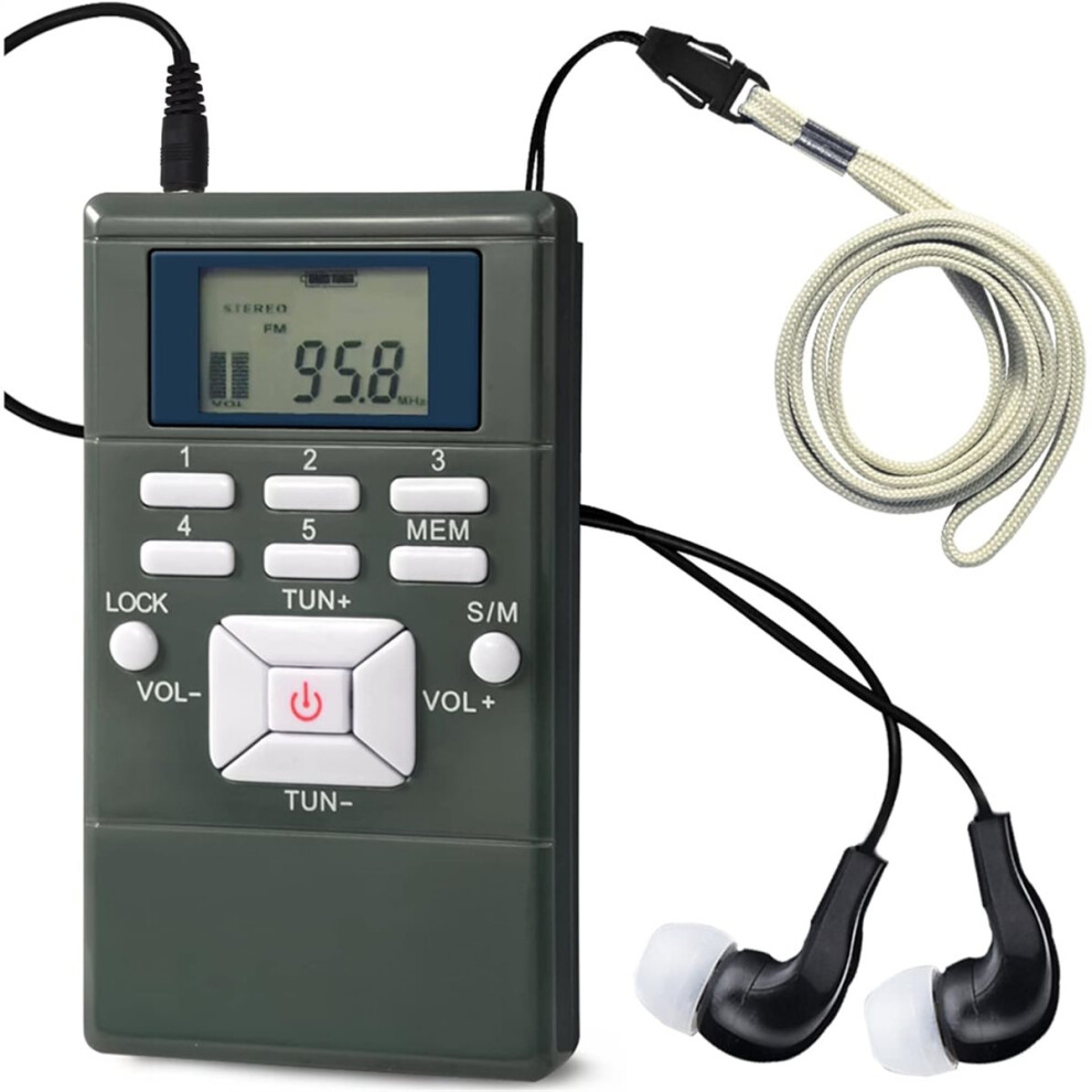 Portable Fm Radio, Stereo Lcd Digital Display Tuning Pocket Walkmen Transistor Conference Receiver For Walking/Running 4853670379176