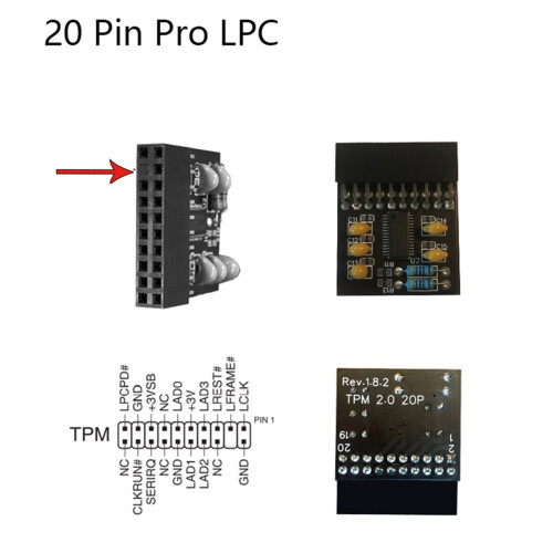 TPM 2.0 Module Trusted Platform for 20Pin Pro LPC AOM-TPM-9665V 11 1