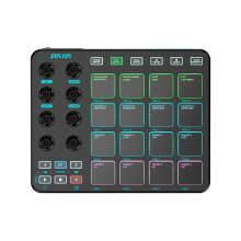 Tragbarer MIDI-Pad-Encoder für elektronische Musik, unterstützt drahtlose Verbindung, integrierter Akku, Schwarz