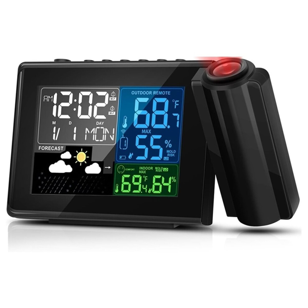 Weather Station Wireless Outdoor Thermometer Weather Forecast Projection Alarm Clock With Temperature And Humidity 4853670379893