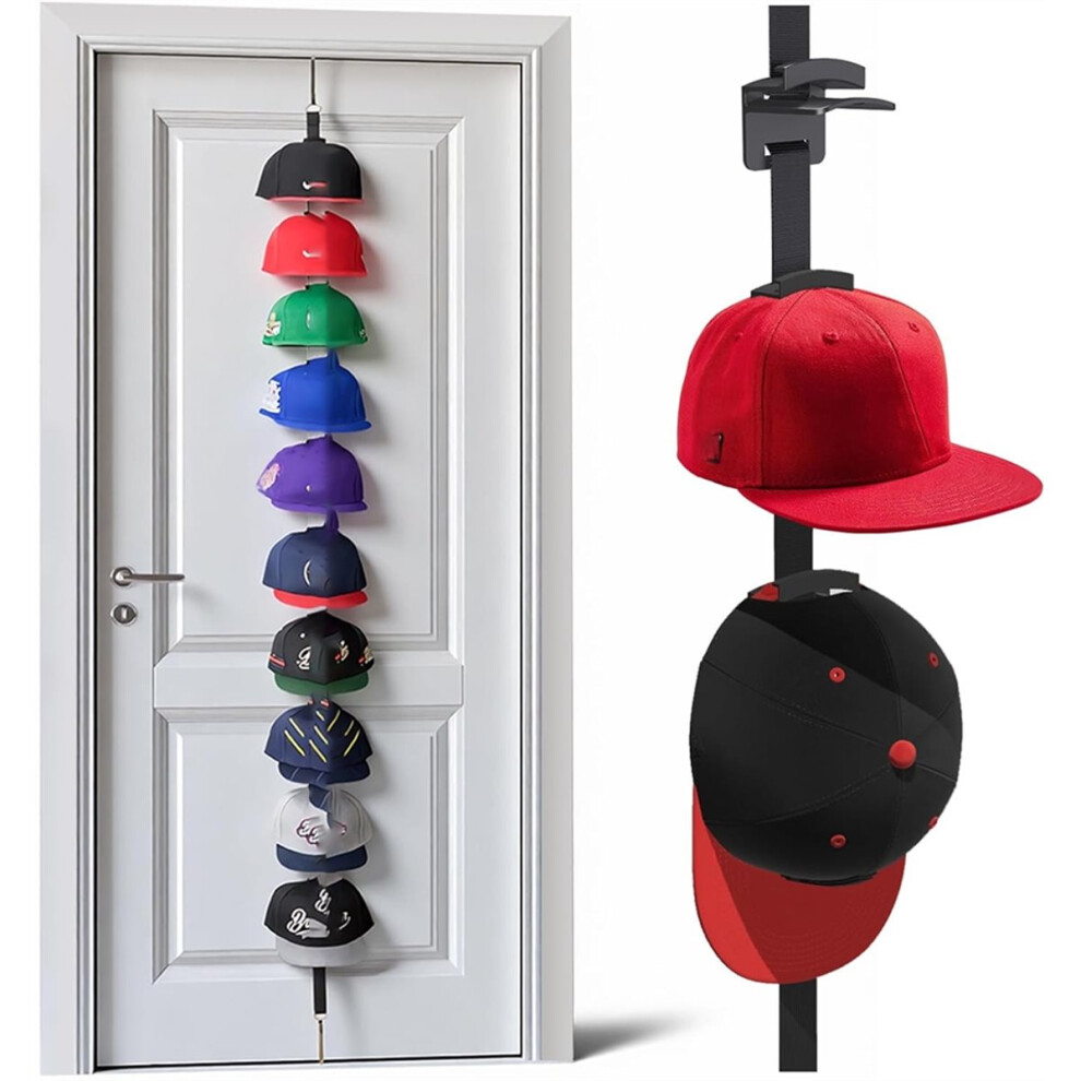 Hat Rack for Door - Two-Way Hanging Caps with Display Hooks and Hanger, Hat Organizer for Baseball Caps