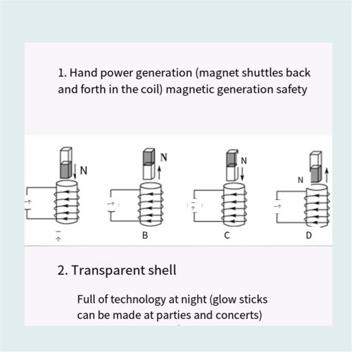 Self-Generated Transparent Emergency Fluorescent Torch Flashlight Hand-Cranked Charging Far-Pull Strong Magnet 2