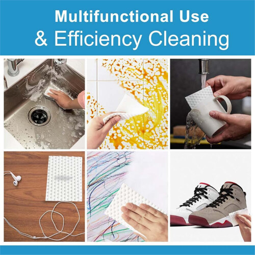 100 PCS Magic Sponge Eraser Sheets,Convex Point Melamine Sheets,Disposable Portable Magic Cleaning Eraser Thin Wipes 2