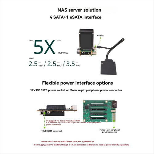 For Radxa HAT Expansion Board for 5 with Multi-Drive Storage Capability High-Speed Data Transfer 2