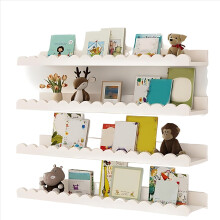 4PCS Scalloped Shelves ,15.6inch White Floating Nursery Book Shelves, Scalloped Book Shelf - Kids Wall Decor