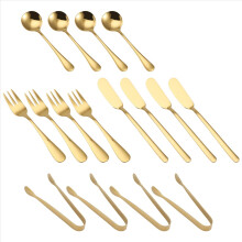 Cheese Butter Spreader Knives Set 16 Pieces Charcuterie Accessories Stainless Steel Serving Tongs (Gold)