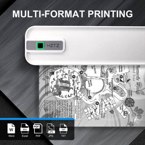 Portable Printer Wireless for Travel, Thermal Printer Inkless, Small Compact Printer Support Folding Paper/Rolling 2