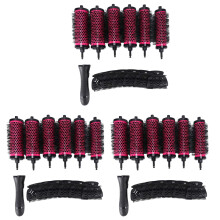 Cepillos de pelo con mango desmontable de 3 tamaños y clips de posicionamiento, 18 unidades, rizador de cerámica y aluminio, para peluquería.