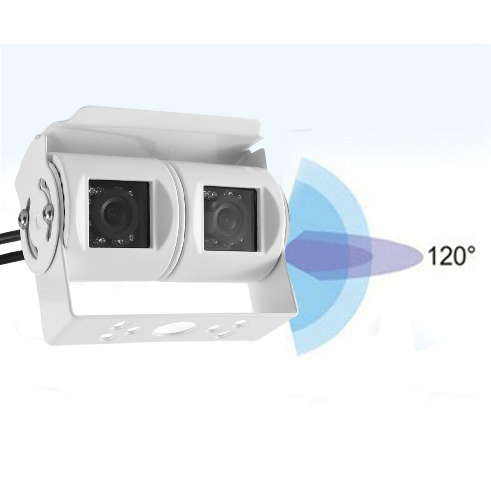 Rca Car Dual Lens Reversing Camera Rv Backup Twin Adjustable Angle Rear View Ccd For Truck Bus White 4851066324977