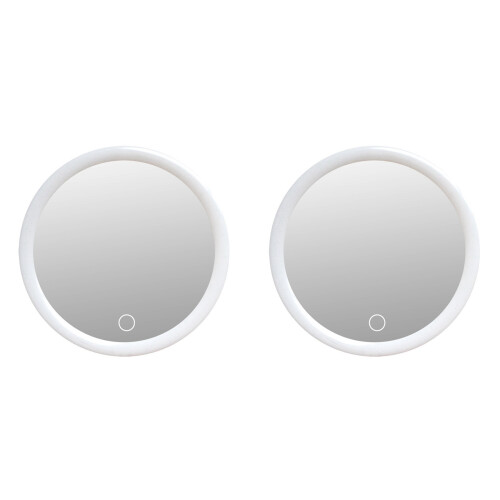 Specchio ingranditore 10X con luci per trucco compatte a LED, 2 pezzi, per bagno, camera da letto, hotel