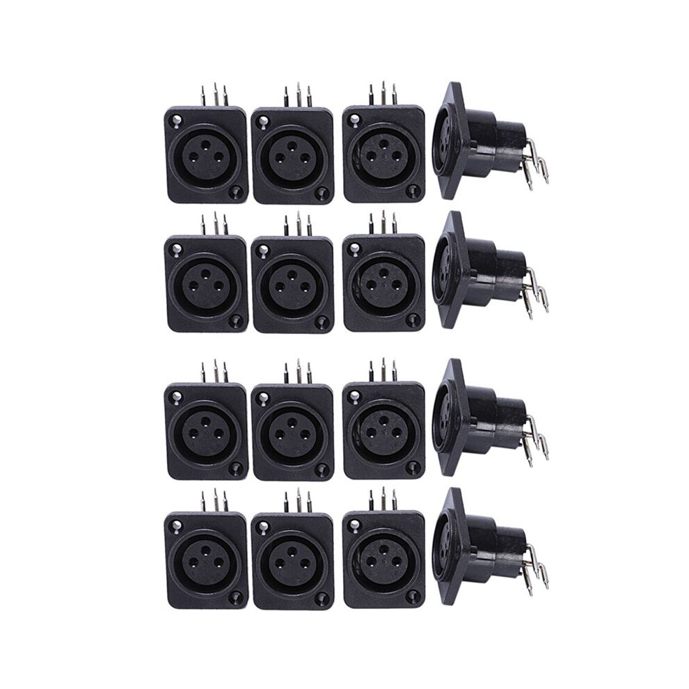 40Pcs Black Xlr 3Pin Female Jack Panel Mount Chassis Pcb Socket Connector 4851066320689