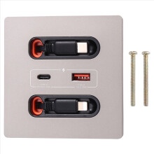 Toma de corriente universal de 12 W con cable de carga retráctil USB-A/USB-C, salida tipo C para cargar teléfonos móviles y tabletas.