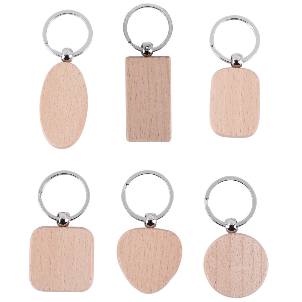 60 Blank Wooden Keychain Diy Key Tag Anti-Lost Wood Accessories Gift 4851066349222