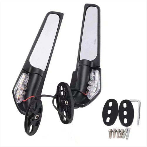 Motorcycle Rearview Mirror with Light Parts Adjustable Spoiler Reverse Modified