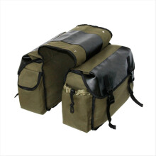Motorcycle Bicycle Large Capacity Saddle Bag Cycling Canvas Waterproof Box Side Tool Rear Seat Green