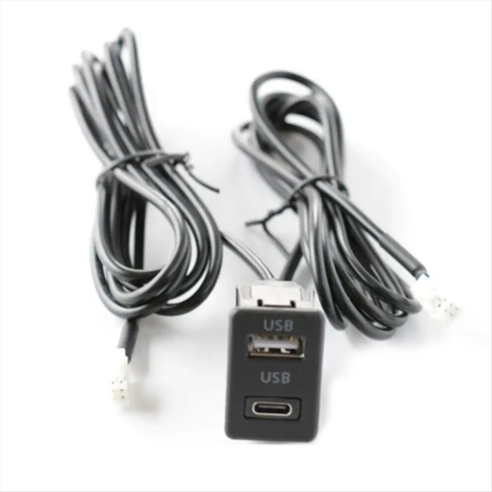 Car Dash Mount Usb+Type-C Port Panel Interface Extension Cable Adapter Dashboard Vehicle Navigation Usb Socket 4854139690726