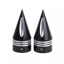 Black Front Axle Nut Covers Caps Kit for Touring Road