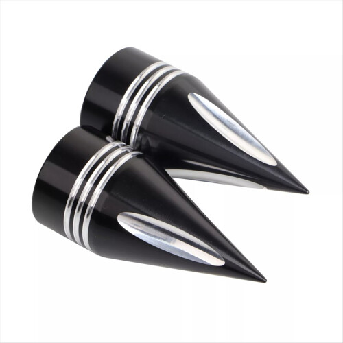 Black Front Axle Nut Covers Caps Kit for Touring Road 2