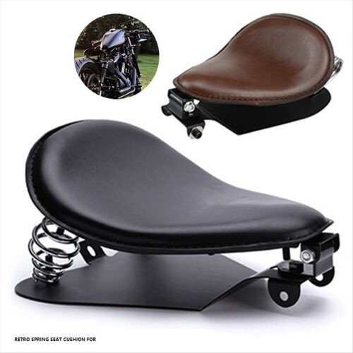 YY-184 Motorcycle Modification Accessories Retro Modified Cushion Seat Bag Spring Leather Black 2