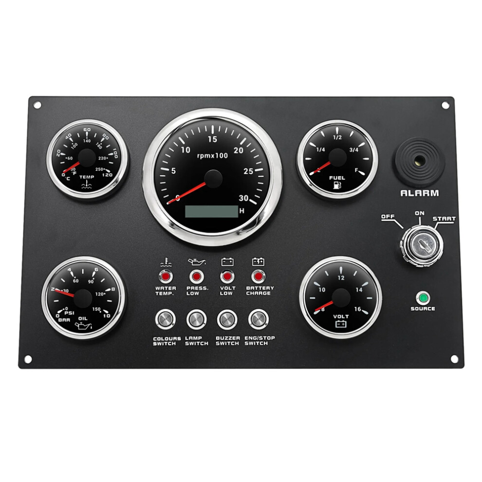 Led Gauge Set With Instrument Switch Panel Water Temp++Oil +Voltmeter+ Tachometer For Marine Boat Car 4853114445061