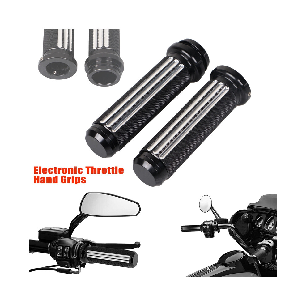 Cnc 1In Handlebar Electronic Throttle Hand Grips For Touring Flhr Fxdls Fxse Flstnse Motorcycle Handlecover Black 4852829154060