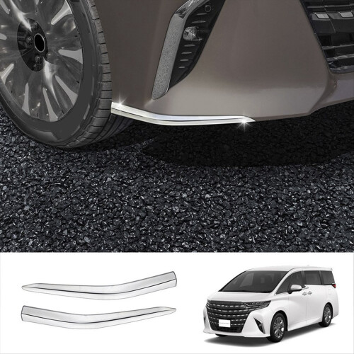 For Alphard 40 Series 2023+ Front Bumper Lip Angle Diffuser Splitter Spoiler Protector Silver 2