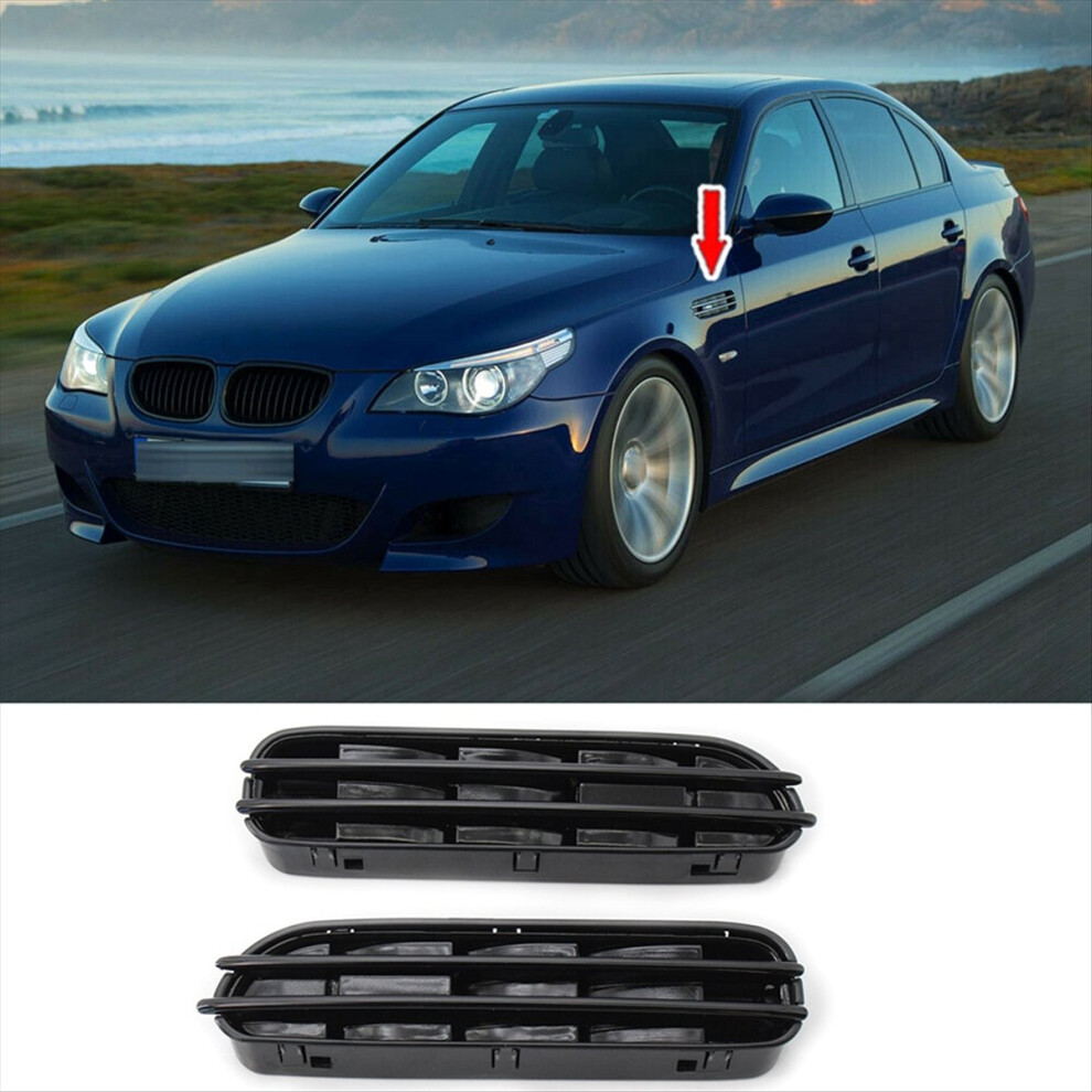 1Pair Car Side Wing Air Vents Grille Grill For E60/E61 E39 M5 Glossy Black 4853893324076