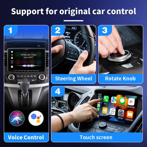 2in1 AI Smart Box Car Intelligent Systems Wireless CarPlay Dongle Android Auto Adapter White 2