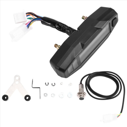 Motorcycle Modified Universal LCD Speedometer Tachometer + Induction Wire Magnet Instrument Large Bracket 2