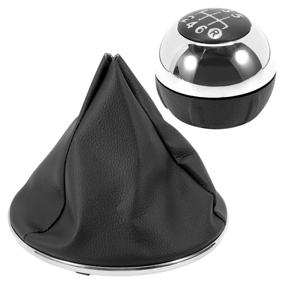 6 Speed Gear Shift Knob With Frame And Retention Bezel For 500C 2007-2025 6930526 6930528 6930505 Silver/Black 4853498990102