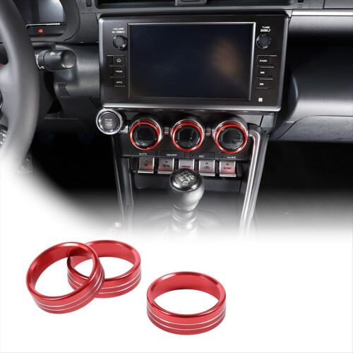 For BRZ / 86 2022 2023 Car Air Conditioning Knobs Switch Ring Trim Interior Accessories (Red) 2
