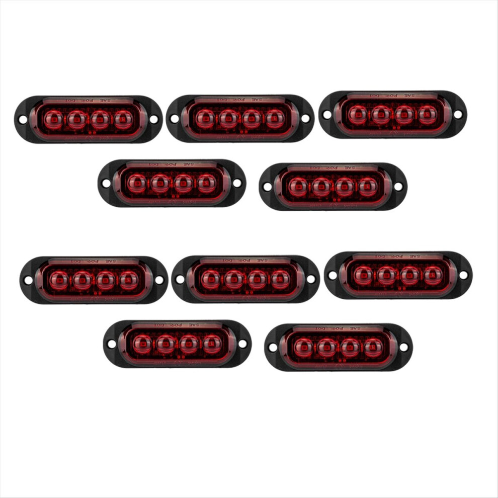 10Pcs 12V-24V 4Led Car Side Marker Lights Turn Signal Indicator Taillight For Trailers Trucks Red 4853498956603