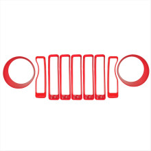 Red Front Grille Frame Headlight Ring Mesh for 2018 Exterior Modification
