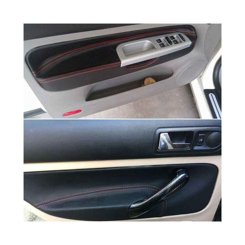 Istovo Lhd Door Panel Cover For - Golf 4 Mk4 1998 2005 Car Armrest Sticker Trim Black With Red