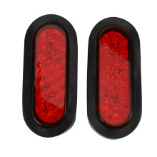 2Pcs 6 Inch Oval Red 22 LED Truck Taillight Transparent Reversing Tail Light for Trailer Warning