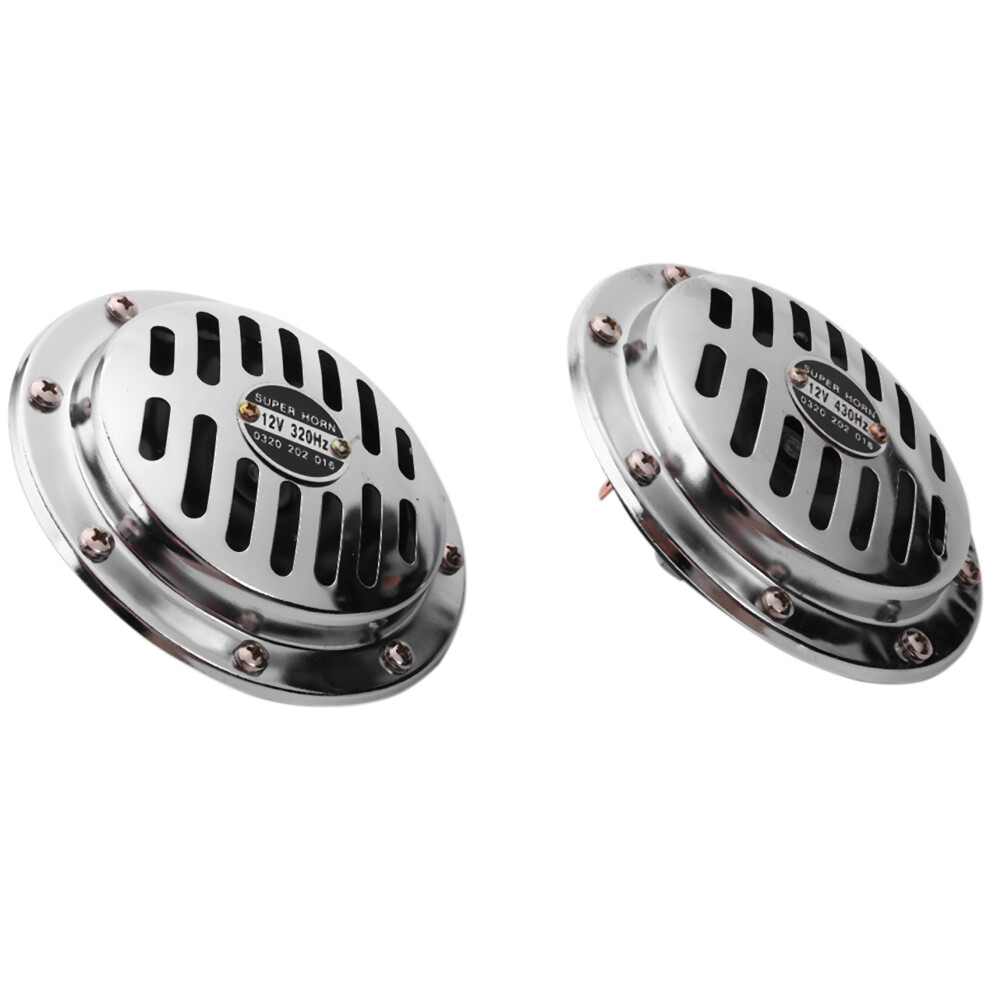 12V 115Db Universal Chrome-Plated Car Horn Compact Super-Sound Truck Motorcycle Waterproof Grille Accessories 4851444211349