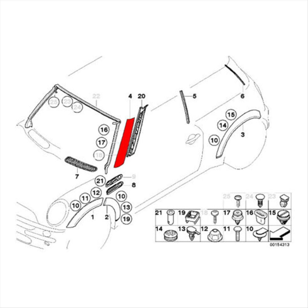Left Front Windshield A-Pillar Trim Panel 51137128157 For R50 R52 R53 2001-2008 Window Post Cover 4851444216092