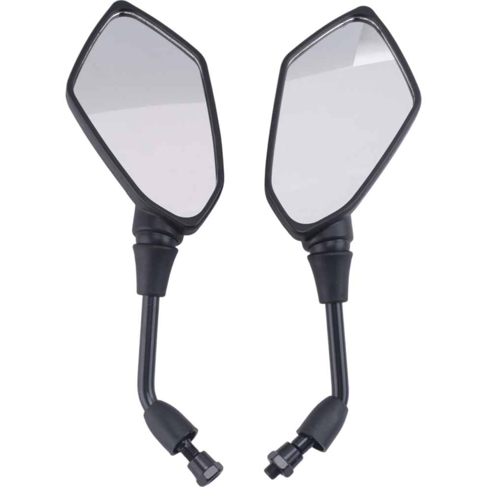 Universal 2Pcs Motorcycle Big Size Rear View Mirror Motorbike Chrome Scooter Rearview Side 10Mm Black 4851444244699