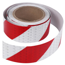 10m x 5cm Safety Warning Tape Reflective Self adhesive Strip Traffic Stickers Color: red + white