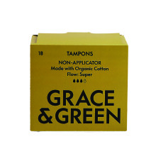 Organic Cotton Non Applicator Tampons Super Pack of 18