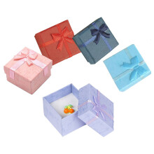 Confezione regalo in carta da 5 pezzi con fiocco per gioielli, collana, bracciale, orecchini, anello, stile 2 quadrato (3,5 x 3,5 cm)