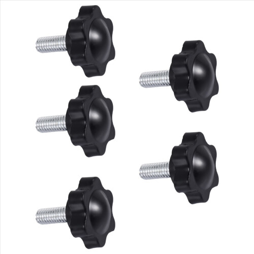 5 τεμάχια M6 x 15mm αρσενικό σπείρωμα 25mm εξαγωνικό κουμπί σύσφιξης μαύρο
