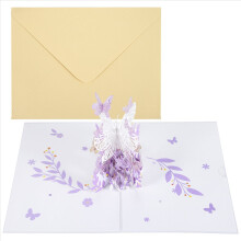 Cartão Pop-Up de Aniversário com Borboleta, Cesta de Flores, Cartão de Felicitações 3D para Mulheres, Meninas e Filhas, Dia das Mães