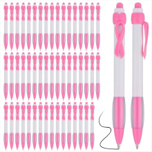 50 Kugelschreiber mit rosa Schleife, schwarze Tinte, einziehbar, ideal für Bürobedarf, Frauen und Mädchen, Geschenkidee