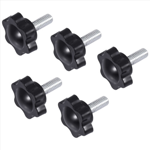 5 τεμάχια M6 x 15mm αρσενικό σπείρωμα 25mm εξαγωνικό κουμπί σύσφιξης μαύρο 2