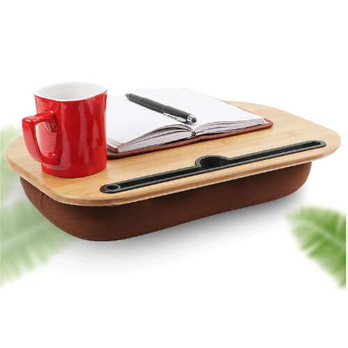 Suporte para laptop com almofada, encaixe para tablet, mesa de computador para viagem ou uso na cama, suporta laptops de até 14 polegadas. 2