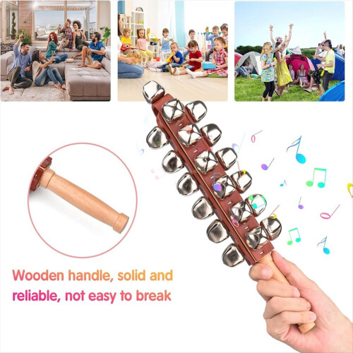 Χειροποίητα JingleBells Sleigh Bells Ξύλινα Σέικερ Jingle Stick Μουσικά Κρουστά για Εξοχικό Σπίτι 2