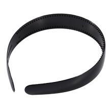 Tiara de cabelo feminina preta de plástico com enfeite para os dentes.