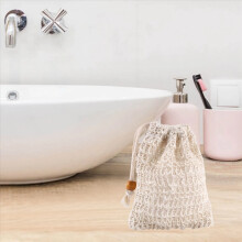 Paquete de 40 bolsas exfoliantes para jabón, bolsa de malla de sisal con cordón para baño y ducha.
